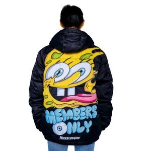 Members Only X Nickelodeon Rad SpongeBob Puffer Oversized Jacket Size M NWT